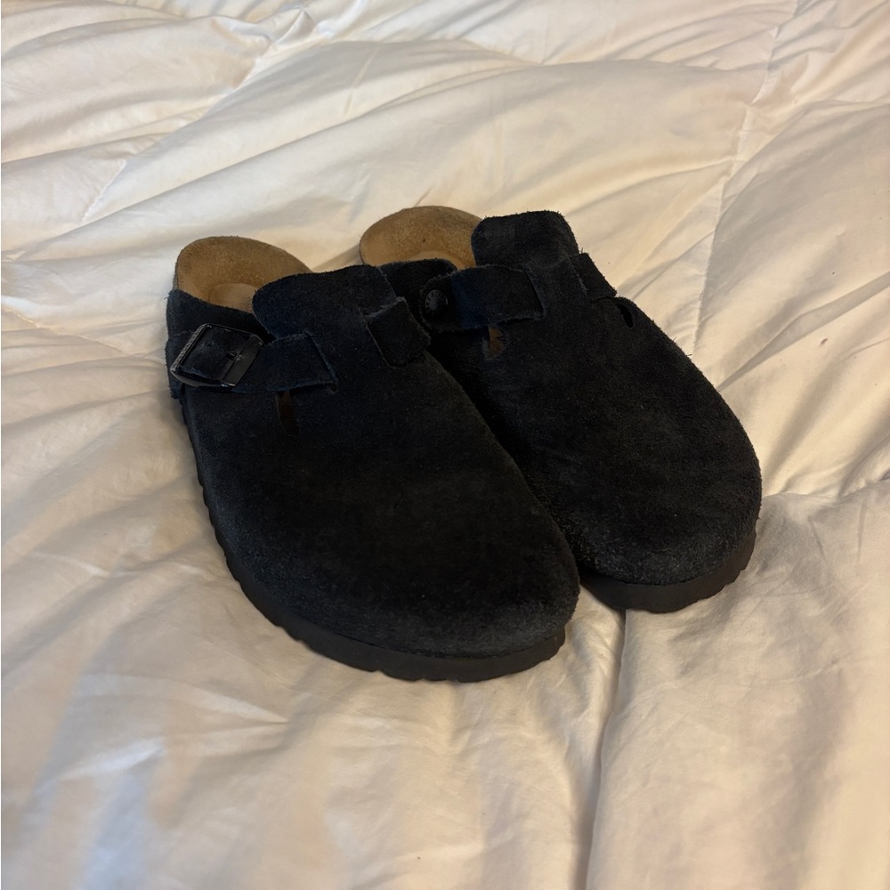 Boston Birkenstock Black Mules with Cork Footbed